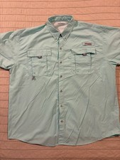 COLUMBIA PFG Mens Omni-Shade Button Shirt Size XL Sea Foam Green Fishing Vented