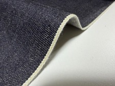 12.3 oz Japanese indigo denim fabric with light pink selvage by the yard