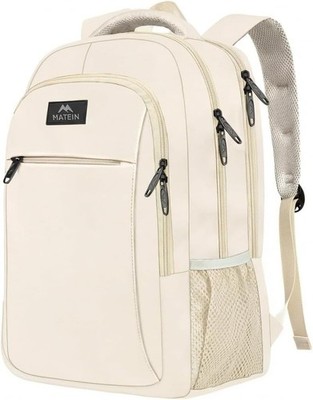 Eleganter Laptop-Rucksack Damen 15,6 Zoll Beige Arbeitsrucksack