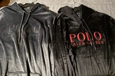 2 Polo Ralph Lauren Velour Hoodies Large Brand New w/ tags Black  Grey