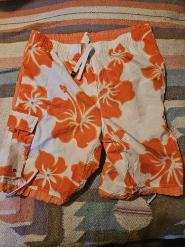 Short de bain homme Exist Supreme taille L orange à fleurs
