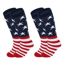 Flag Knee High Socks for Patriotic Fourth Of July Independence Day Red White ...
