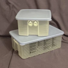 Tupperware FridgeSmart lot Medium & Small Vented Veggie & Fruit Keepers Blue Lid