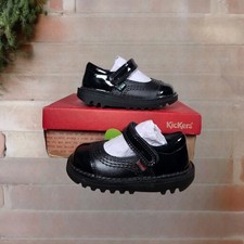 Image of Kickers Black Toddlers Shoes Girls UK 5 EU 22 Black 1-14123 School Brand New✅️