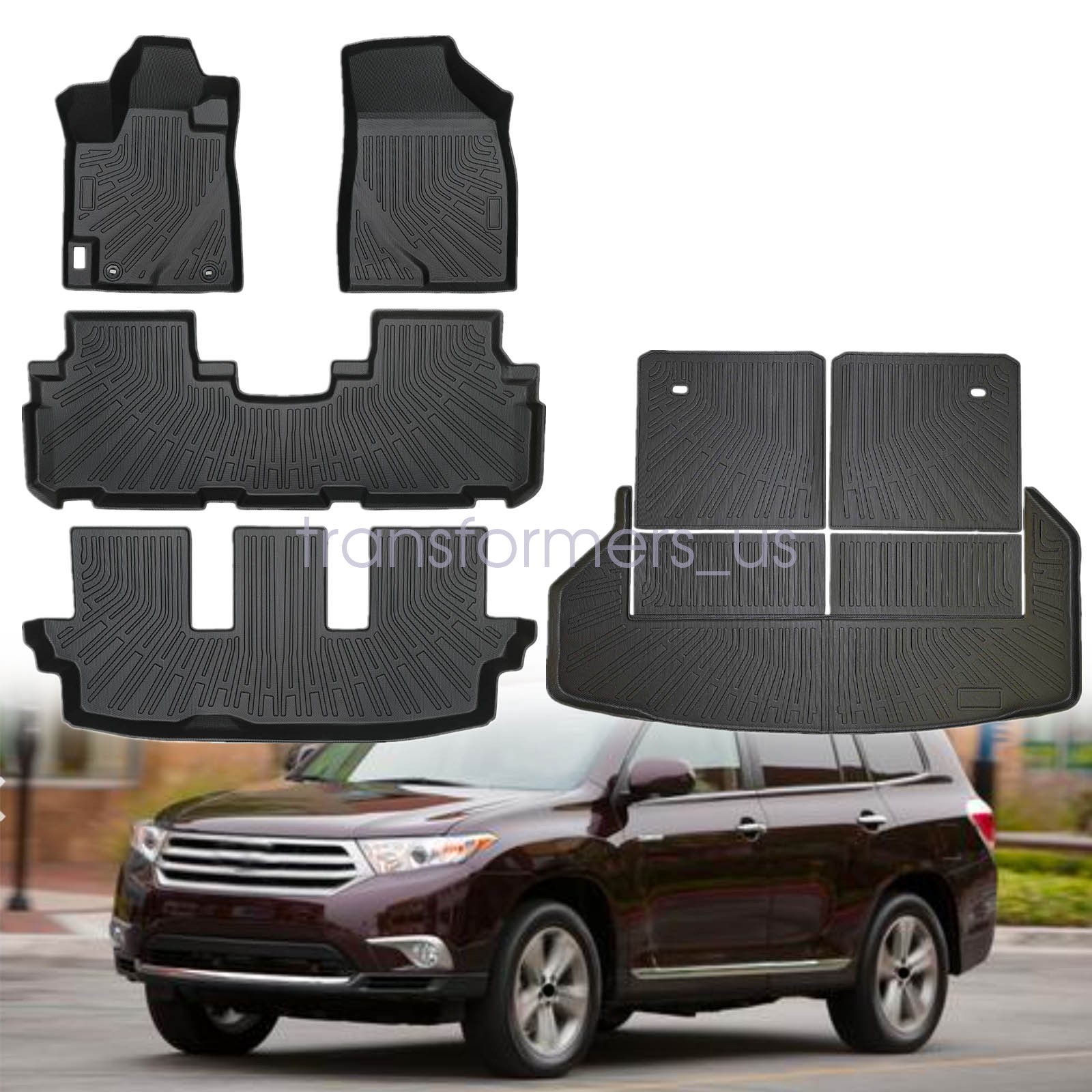 3D TPE Floor Mats & Trunk Cargo Liners 7PCS Fits 2008-2013 Toyota Highlander NEW