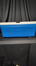 Vtg Coleman Party Stacker Cooler Blue 24 Cans Stackable With Lid Made In USA