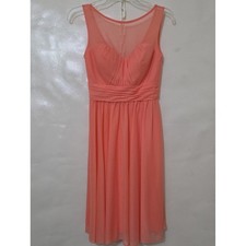David's Bridal Women's Sleeveless Coral Chiffon Formal Dress - Size 2