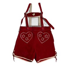 VTG Childs Genuine Leather German Lederhosen Shorts w/ Suspenders Valentines S