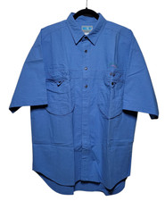 Vintage 90s Bugle Boy Short Sleeve Button Down Shirt Blue 2-Pocket Large NWT