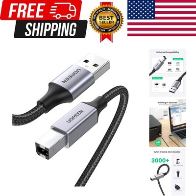Printer Cable, 15 FT USB A to B, Nylon Braided USB B Scanner Cord Compatible ...