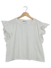 T-shirt donna Zara volant maniche bianche taglia S cotone estate top