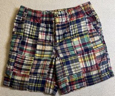 Ralph Lauren Boy  s Sz 12 Multicolor Madras Plaid Patchwork Shorts School Preppy