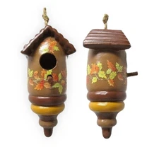Hand Painted Terra Cotta Birdhouse Ornaments – Hanging Décor (Choice of Styles)