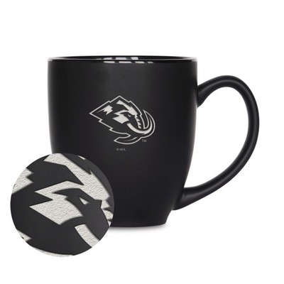 NHL Hockey Utah Mammoth Standard 15oz Laser Engraved Matte Black Ceramic Bist...