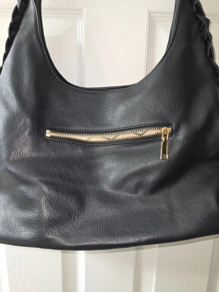 Bolso Hobo Urban Expressions Negro Grande Imitación Cuero con Asa Trenzada Cartera Suave Foto 2 de 4