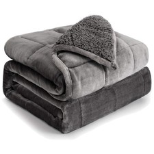 Heavyweight 15 lb Modern Weighted Blanket 60x80 - Soft Flannel Sherpa, Grey