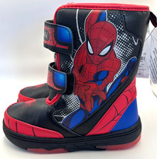 Marvel Spider-Man Kids Light-Up Winter Boots Hook Loop Black/Red SZ 8 Toddler