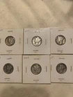 Lot of 6 Mercury Silver Dimes 90% Silver 1943, 1944 Circulated