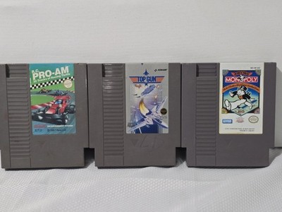 NES Game Lot Of 3 Top Gun, Monopoly, Rc Pro-AM
