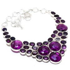 Amethyst Gemstone Handmade Jewelry Necklace 18"