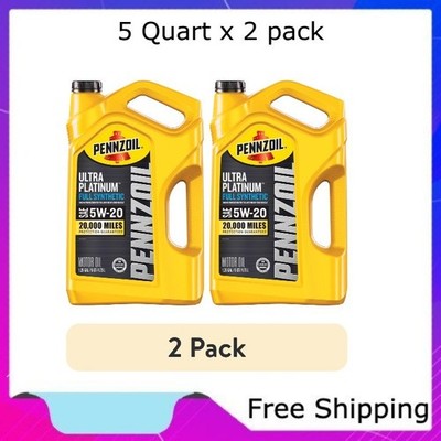 (2 pack) Pennzoil Ultra Platinum Full Synthetic 5W-20 Motor Oil, 5 Quart