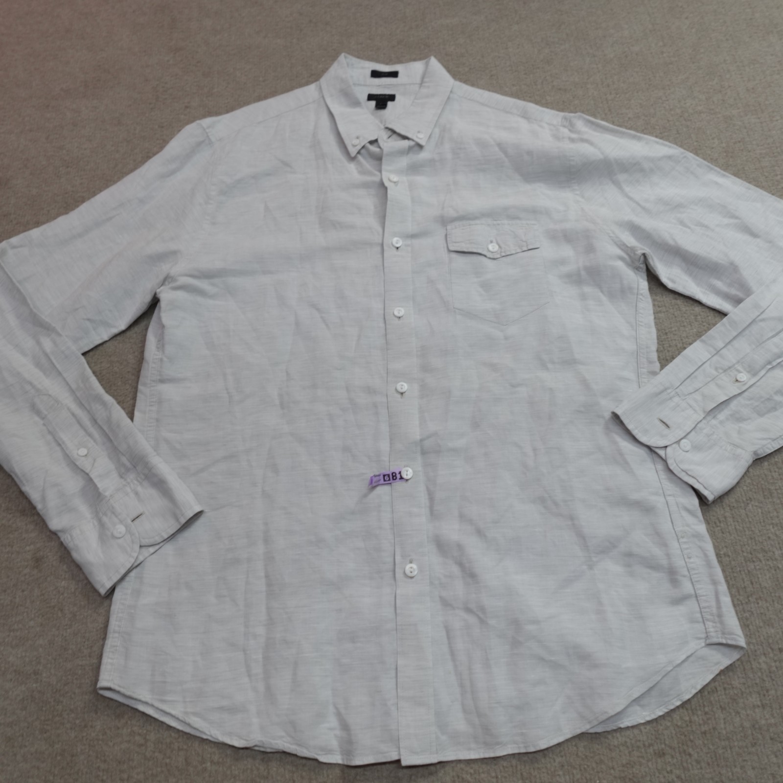 J.Crew Shirt Large Gray Slim Solid Linen Blend Baird McNutt