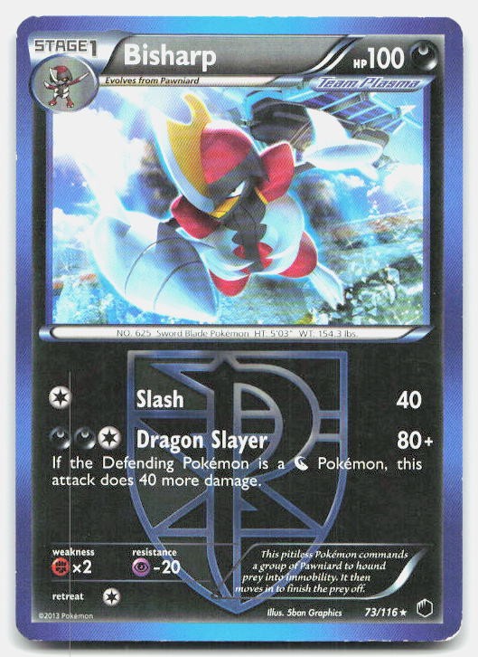 Plasma Freeze Bisharp 73/116 MP Pokemon Rare Tcg Card