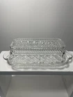 Vintage Wexford Anchor Hocking Glass Covered Butter Dish Diamond 0084