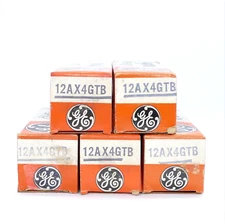 Five Excellent GE 12AX4GTB 12AX4GTA Half Wave Rectifier Tubes & Boxes NOS NIB