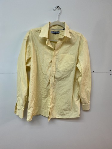 Yellow Plaid Cotton Dress Shirt Size 