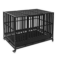 36"/43"/47" Heavy Duty Dog Cage Crate Metal Kennel Pet Playpen House w/ Tray