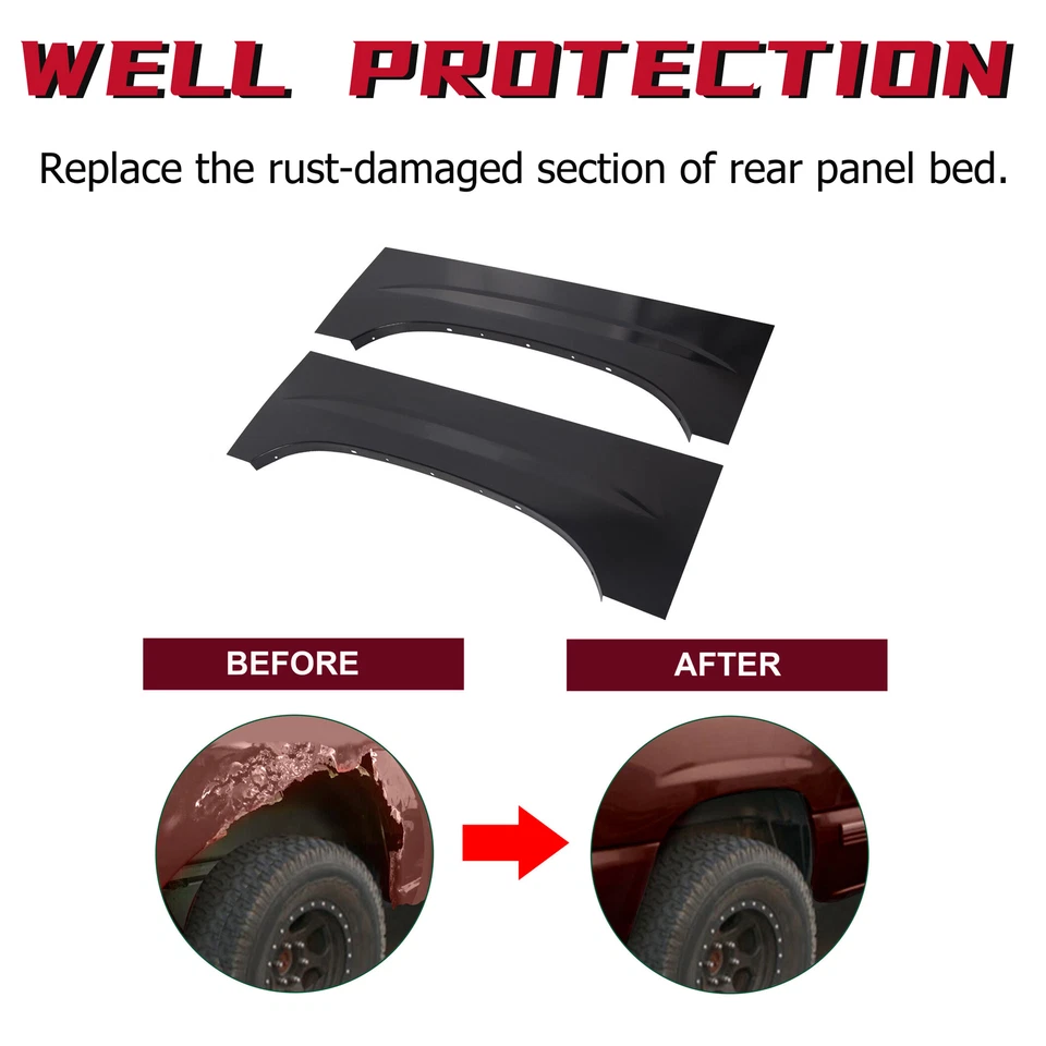 Wheel Arch Repair Panel Upper Rear Pair for 1999-2007 Chevy Silverado GMC Sierra Foto 4 de 4