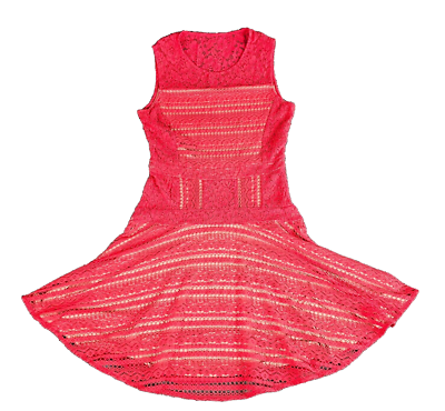 BCBGMAXAZRIA Womens Size S Jalina Red Lace Sleeveless Lined Side Zip Short  Dress