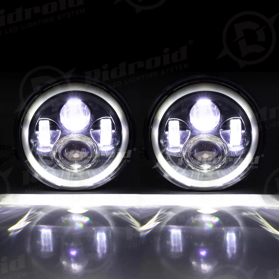 Faros LED de 7" y halo verde + kit de luces de trabajo de conducción todoterreno de 7" para camioneta Jeep Foto 4 de 4
