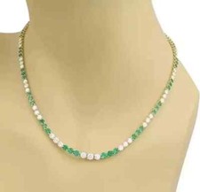 18CT Round Cut Lab Created Green Emerald Women's Necklace 14K Yellow Gold Plated