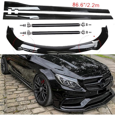 For Mercedes-Benz C180 C200 Font Bumper Lip Splitter Spoiler Side Skirts Glossy