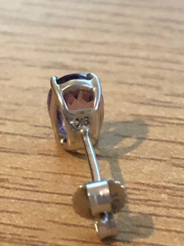 Vintage Hallmarked 9ct White Gold with Solitaire Amethyst Stud Earrings - Picture 10 of 15