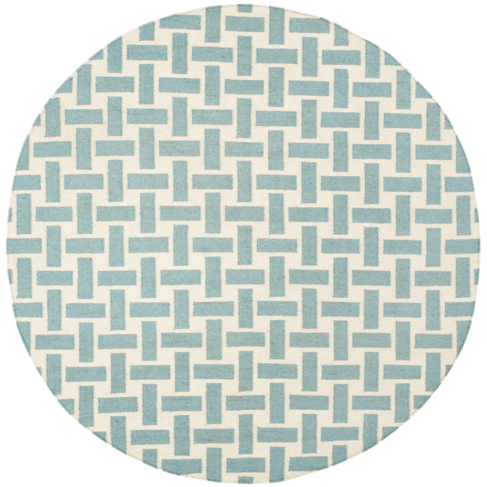 SAFAVIEH Dhurries DHU201A Handwoven Turquoise /Ivory Rug - Image 4 of 4