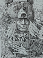 Native American Heart of the Grizzly Signed & number Framed Print Richard Harris