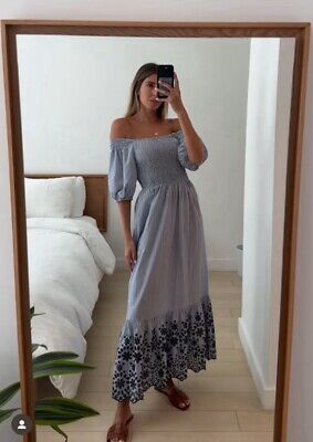 ZARA NWT WOMAN SS24 STRIPED EMBROIDERED EYELET DRESS BLUE ZARA NWT WOMAN SS24 STRIPED EMBROIDERED EYELET DRESS BLUE