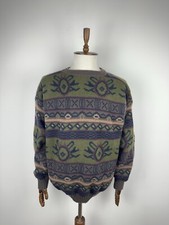 Men  s Vintage Unbranded Abstract Acrylic Oversized Sweater Multicolour Jumper XL