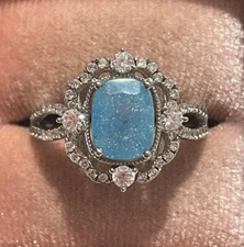 All Around Boutique AAB 925 Blue Ice Crystal Sz10 NWOT