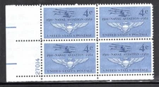 US Stamp Scott #1185, 4c, Naval Aviation Issue, Plate Block of 4, MNH