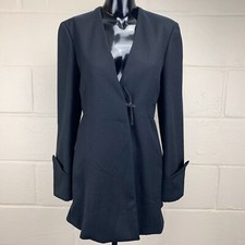 Sisley Size Xs Womens Italian Made Black Wool Wrap Jacket