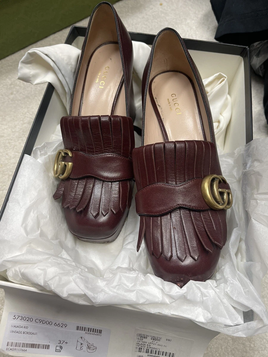 GUCCI Marmont Red Leather GG Loafers Pumps