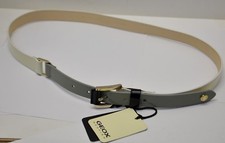 Geox women's Patent genuine Leather BLK/ LAKE/ OFF WHITE Belt Size 90 -- ITALY