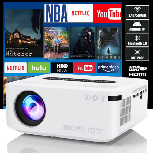 Mini Projector 4K 5G WIFI Projector UHD Adjustable Screen Home Theater Bluetooth - Picture 1 of 18