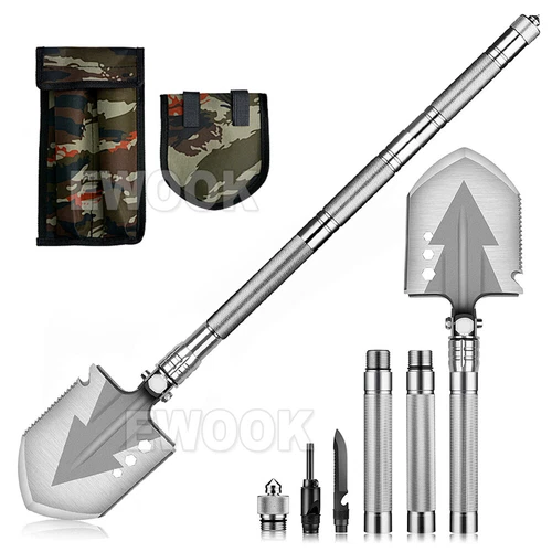 Camping Shovel Folding Outdoor Survival Tools Multifunction Hiking Military - Picture 5 of 15