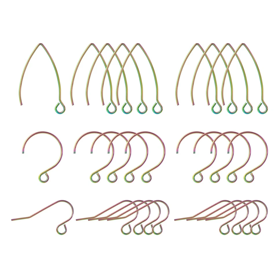 1 Caja Multicolor 304 Acero Inoxidable Ganchos para Pendientes Alambre para Oreja 18.5~26x13~15.5mm Foto 2 de 4