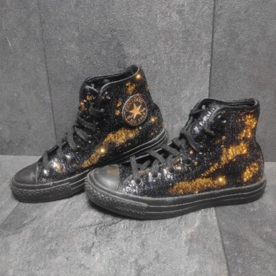 Converse Chucks Wechsel Pailletten Gold Schwarz Chuck Taylor Sneaker  37,5